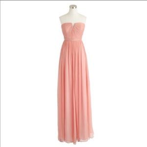 J.Crew Long Nadia Silk Chiffon Dress - Misty Rose